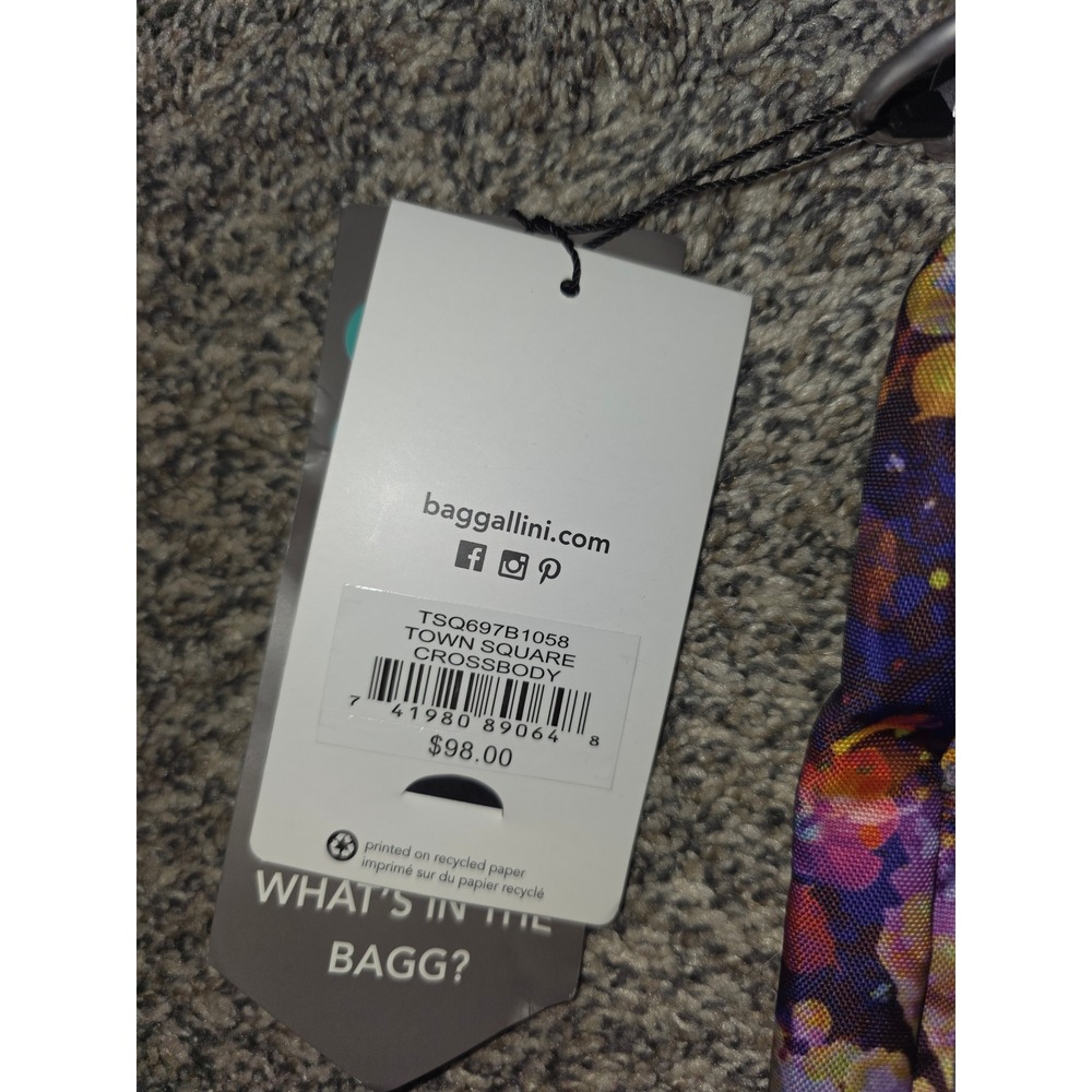 Baggallini Town Square Crossbody Purple Floral Nylon Bag TSQ697B1058 NWT - Picture 5 of 8